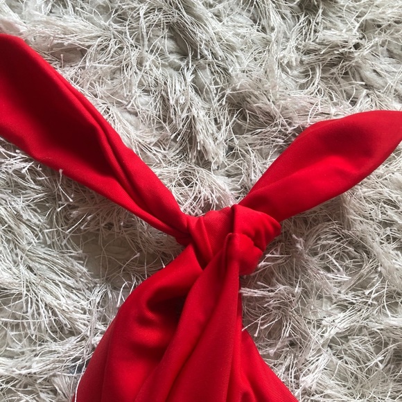 Red Plunging V One Piece Swimsuit - Picture 4 of 4